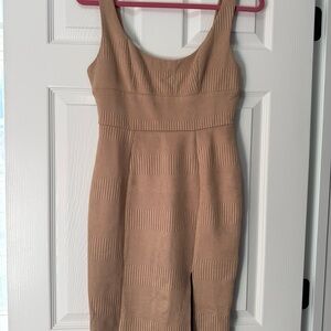 Chic Tan Sleeveless Midi Dress